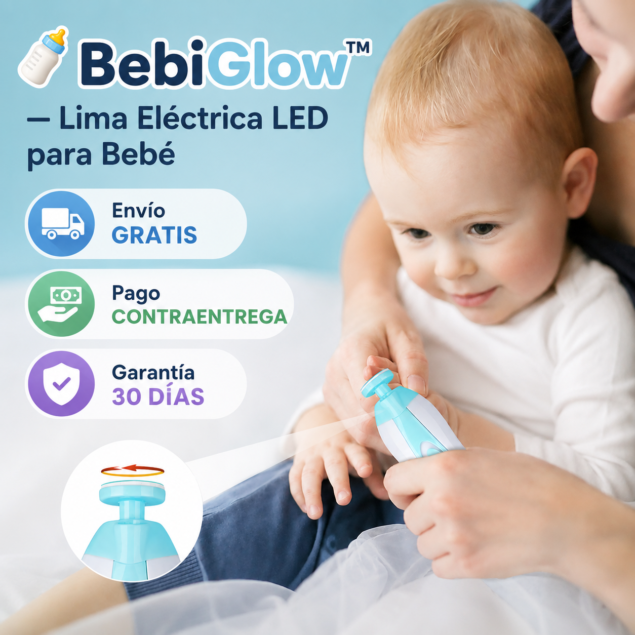 🍼 BebiGlow™ — Lima Eléctrica LED para Bebé